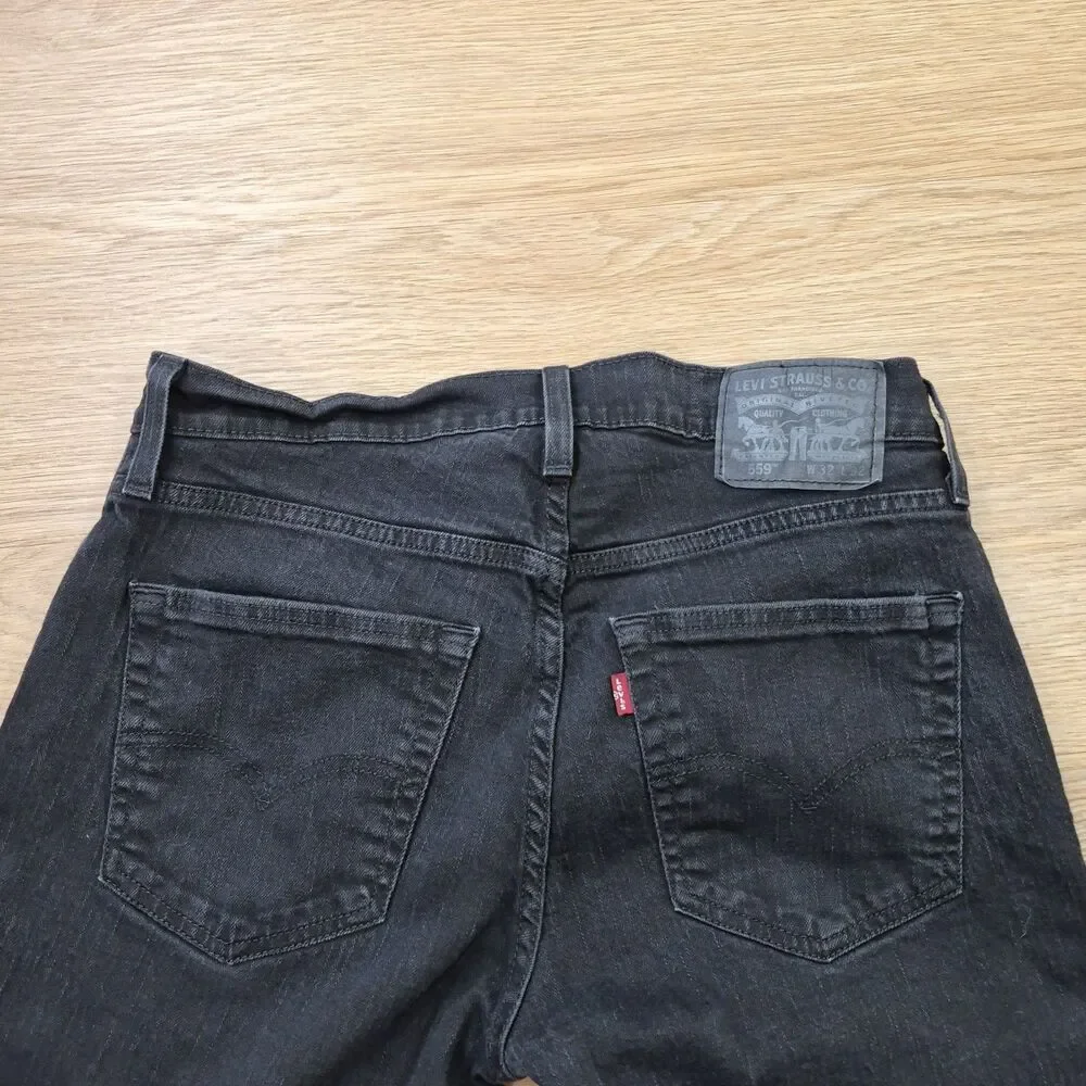 Levis 559 Jeans Men 32x32 Black Relaxed Straight Leg Stretch Denim Y2K Cowboy